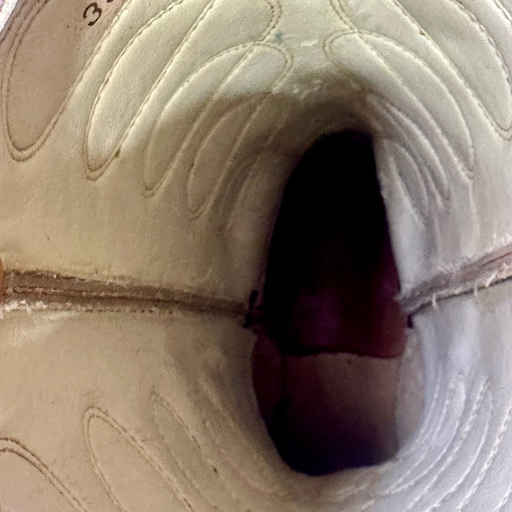 Vintage Acme Cowboy Boots Tan Leather USA Women 9.5C Narrow Western Tall - Picture 13 of 16